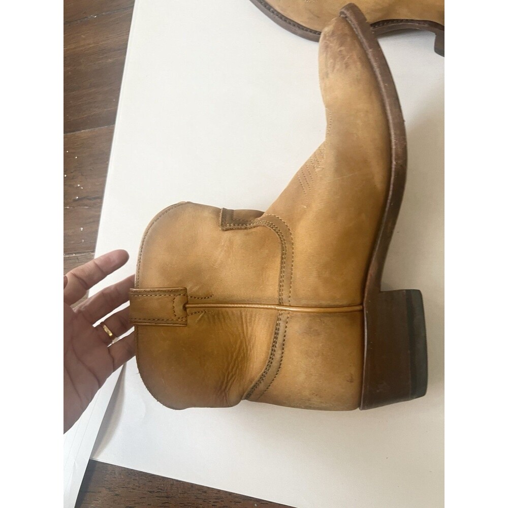 Frye Western Distressed Leather Billy Short Cow Girl Boots/Booties Cognac 7.5 - Picture 4 of 11
